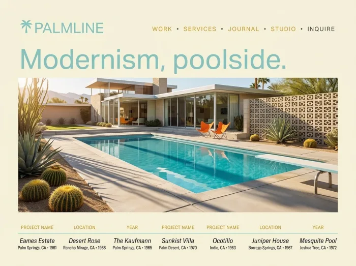 Palm Springs Modern — Pool Builders website design
