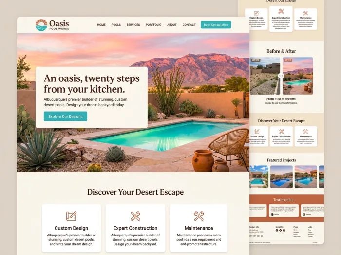 Desert Oasis — Pool Builders website design