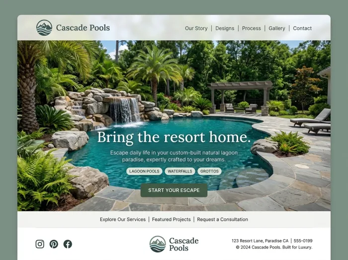 Cascade Pools — Pool Builders website design