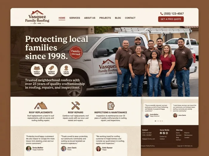 Vasquez Family Roofing — Roofing website design