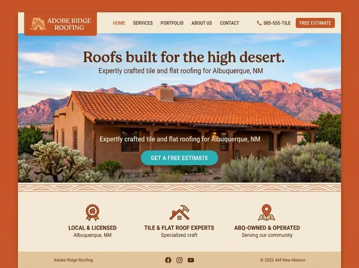 Adobe Ridge Roofing — Roofing website design