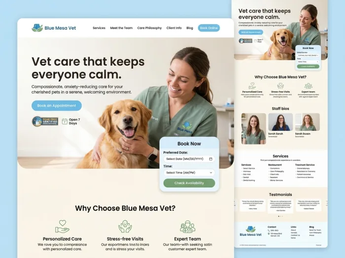 Calm Modern — Vets & Grooming website design