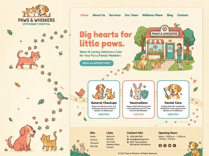 Storybook — Vets & Grooming website design