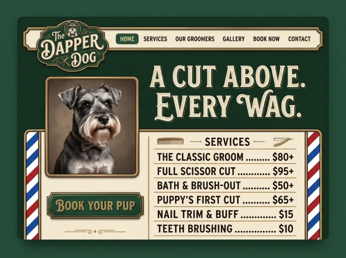 The Dapper Dog — Vets & Grooming website design
