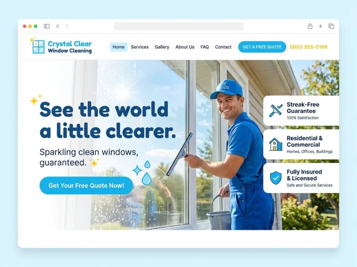 Crystal Clear — Window Cleaners website design