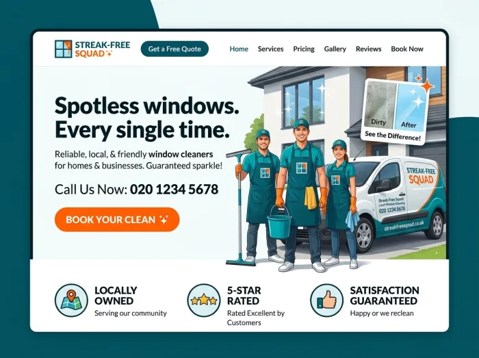 Streak-Free Squad — Window Cleaners website design