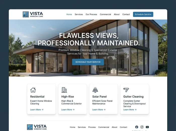 Vista Window Care — Window Cleaners website design