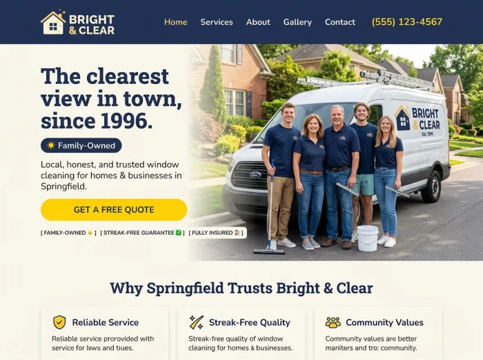 Bright & Clear — Window Cleaners website design
