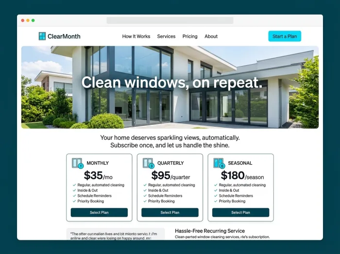 ClearMonth — Window Cleaners website design